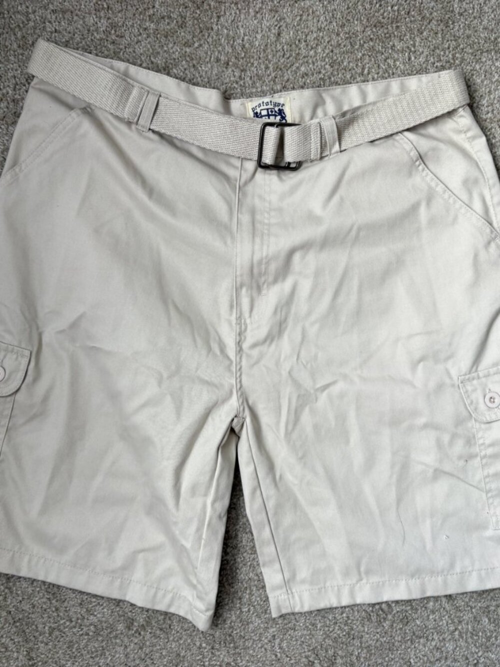 Prototype Mens Belted Cargo Shorts Size 40 Khaki Stone Beige